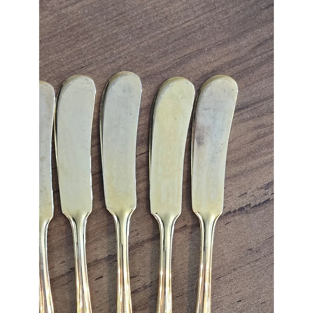 Vintage 24K Gold Plated Stainless Steel Butter Spreaders Japan Set of 6-SEE PICS
